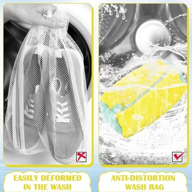 Bolsas de lavandería, bolsa para lavar zapatos en lavadora, con cremallera, con forro polar grueso en el interior, perfecta para zapatillas deportivas y zapatos casuales