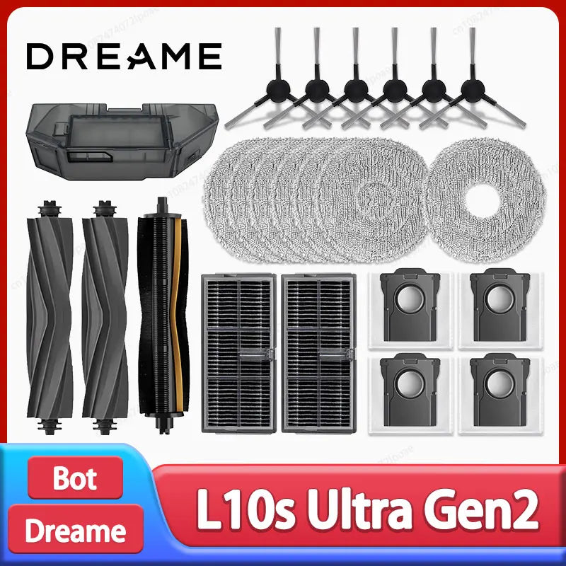 Dreame - Accesorios para robot aspirador L10s Ultra Gen2/L30s Ultra, cepillo lateral principal, paño de mopa, filtro Hepa, bolsa de polvo, piezas de repuesto