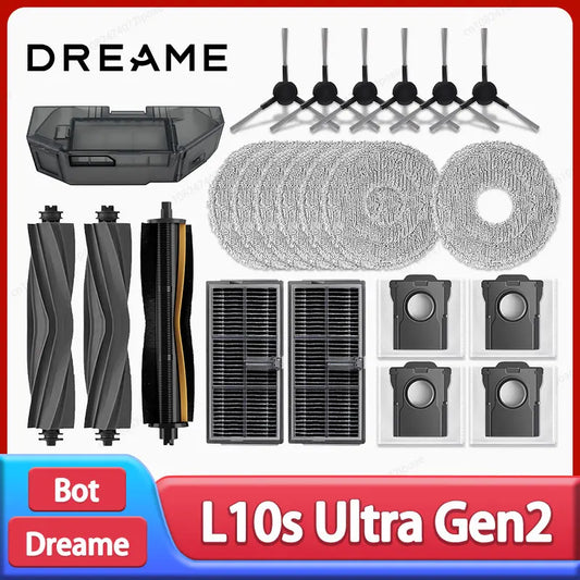 Dreame – Accessories for Robot Vacuum L10s Ultra Gen2/L30s Ultra, Main Side Brush, Mop Cloth, HEPA Filter, Dust Bag, Spare Parts