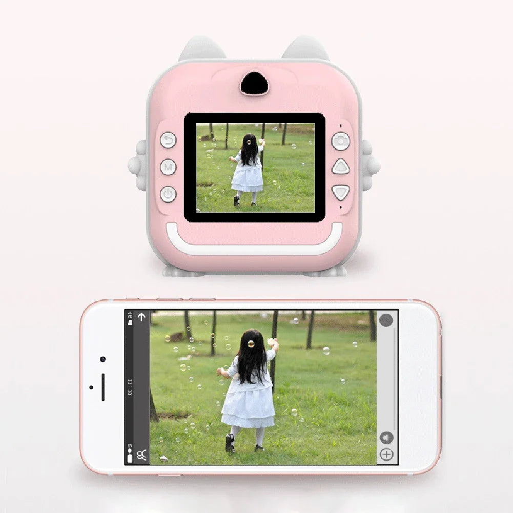 Appareil photo à impression instantanée pour enfants, mini imprimante thermique, écran IPS 2.4 pouces, vidéo HD 2400W, appareil photo numérique, cadeaux d'anniversaire pour garçons et filles