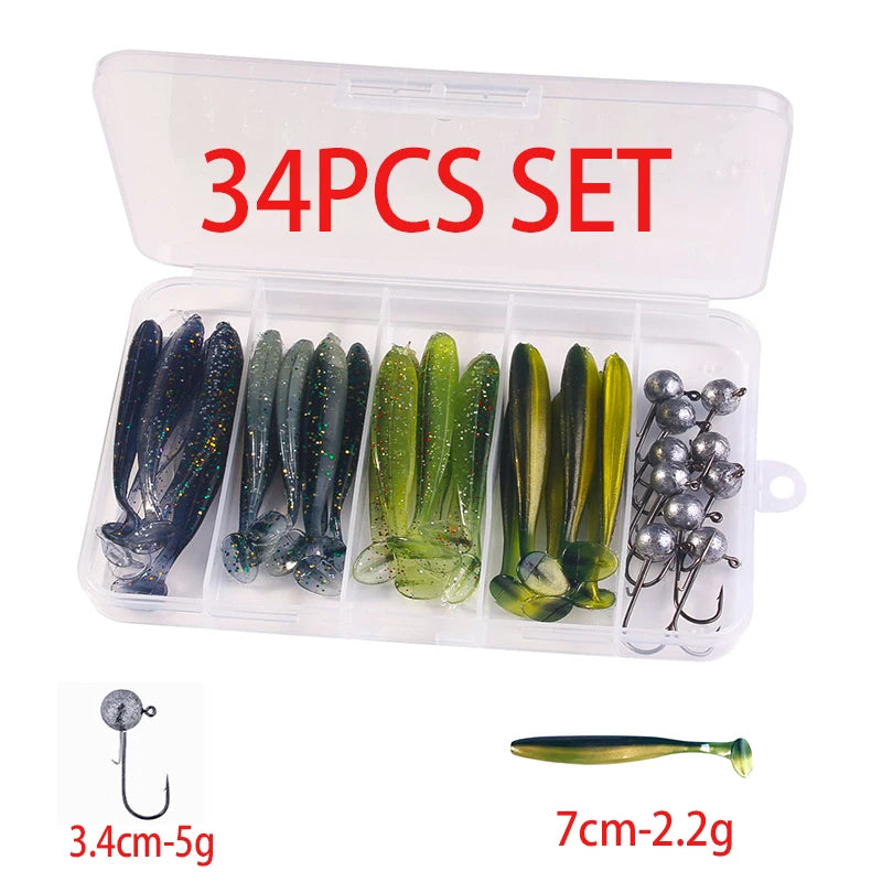 Hengjia 10-50pcs/lot 4.5CM Small Soft Silicone T-Tail Worm Swimbait Lure Fishing Tackle for Carp Black-bass Pike