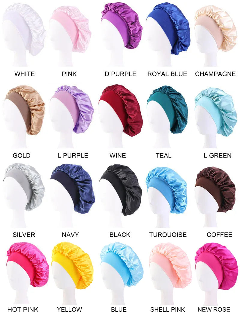 Bonnet de nuit en Satin à large bord, Bonnet soyeux, enveloppe de cheveux pour dormir, avec bande élastique souple, outil d'emballage des cheveux, nouvelle collection