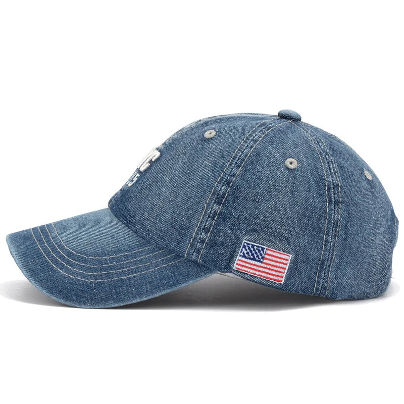 Casquette de baseball en denim pour hommes et femmes — lettres brodées, sport été, hip hop, unisexe, 2024