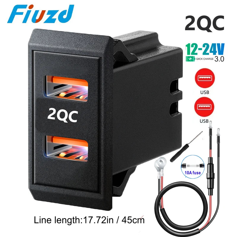 Fast Charge LED Voltage Display for Truck 12V/24V Motorcycle RV Boat Marine QC PD 3.0 Car Charger Auto Cell Phone Charger
