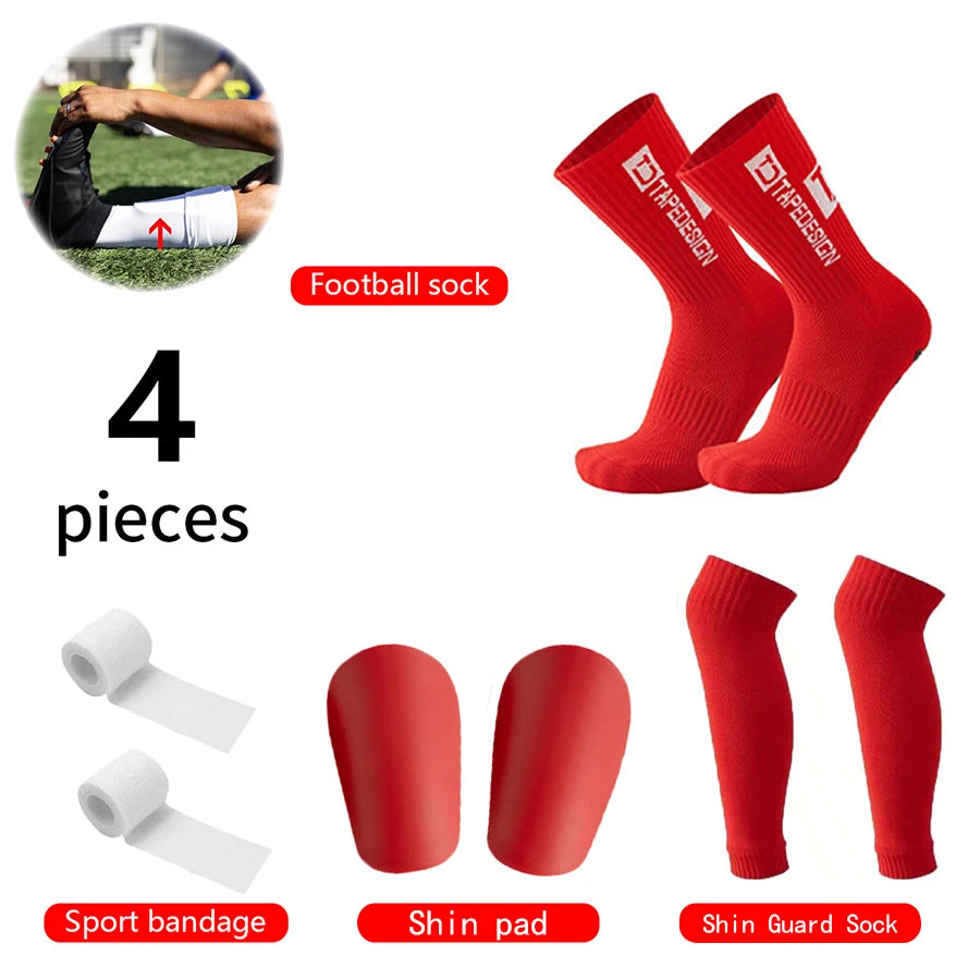 Kit Football 4 Pièces — Chaussettes + Manchons Protège-Tibias + Bandages