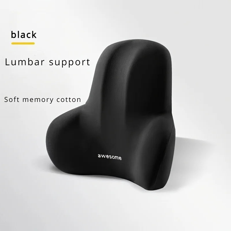 Ensemble de coussins de siège en mousse à mémoire de forme, oreiller lombaire et de siège 2 en 1 pour bureau/voiture, gris et noir, cadeau de vacances pour soulager les maux de dos, 1 pièce