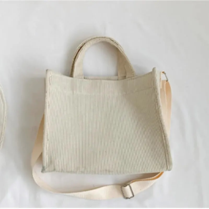 Sac Bandoulière Velours Côtelé Femme — Simple Grande Capacité Petit Carré