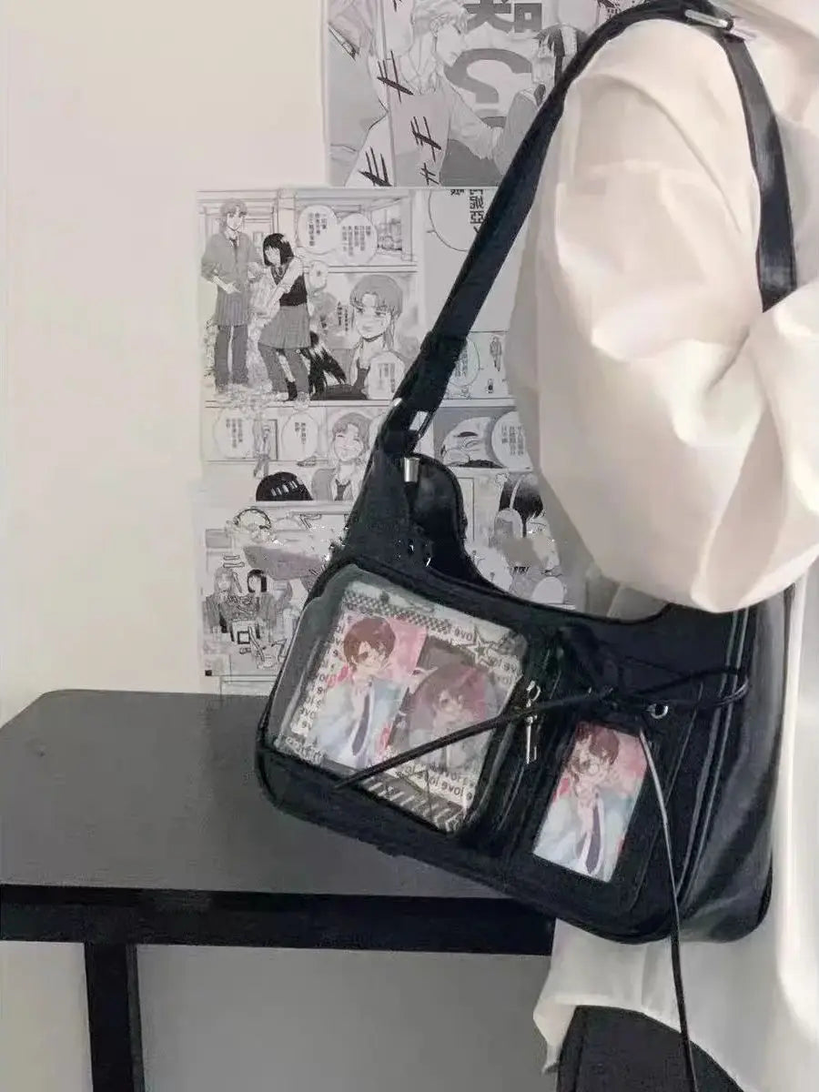 Y2k Harajuku bolso de hombro para mujer coreano transparente Ita bolso escolar bandolera japonesa diseñador Preppy bolso de mano