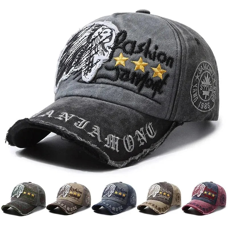 Gorra de béisbol retro desgastada informal para deportes al aire libre para cuatro estaciones, gorra de sol de primavera y otoño, gorra bordada con letras para hombres