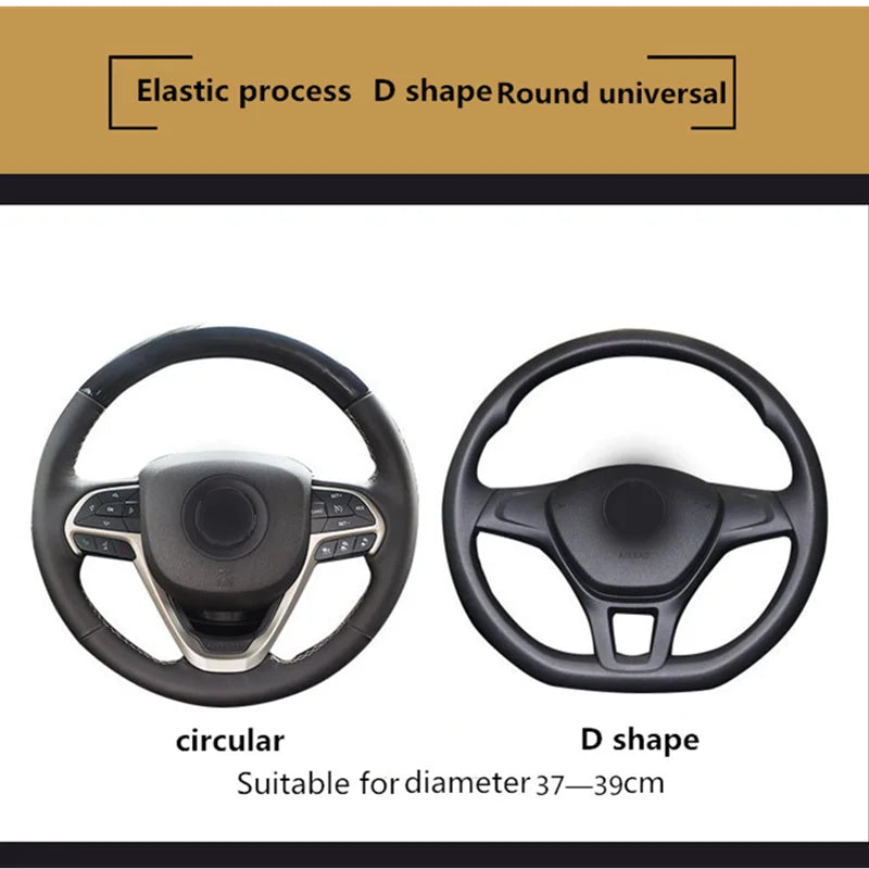 Funda de volante universal para automóvil, 37/38cm, antideslizante, de cuero grabado en relieve, estilo de coche