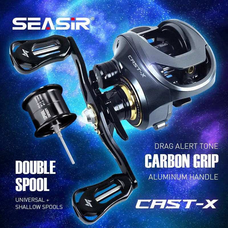 SEASIR Cast-X Baitcasting moulinet 7.3:1 HS rapport de vitesse aluminium Double bobine carbone poignée métal BFS Micro bobine de pêche en eau de mer fraîche