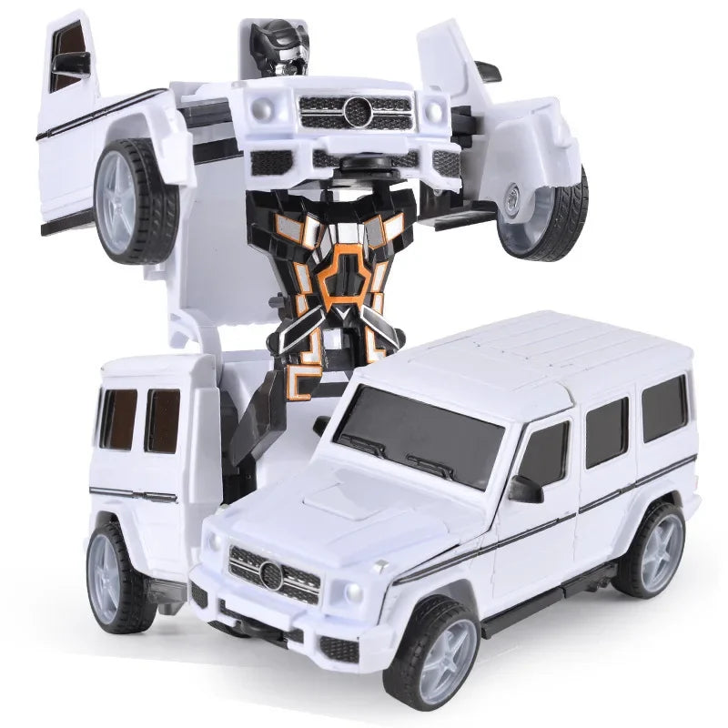 Coche de juguete de cambio de forma de impacto inercial para niños, robot Autobot de cambio de forma con un solo botón, rompecabezas de cambio de forma, colisión