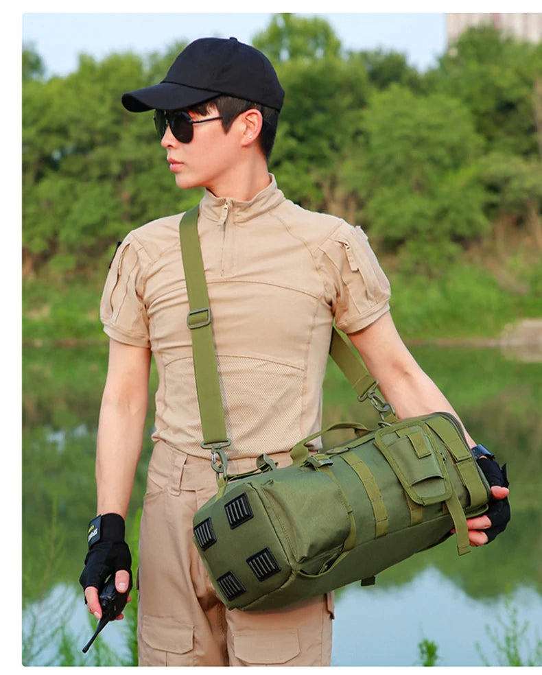 Sac à dos de pêche tactique, sac de matériel avec porte-canne, rangement d'équipement de poisson Molle Camping randonnée sac multifonctionnel en plein air