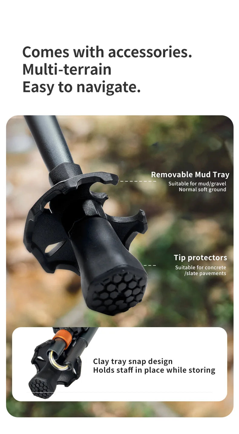 Naturehike – bâtons d'escalade ultralégers, pliables, pour l'extérieur, en Fiber de carbone, à verrouillage rapide