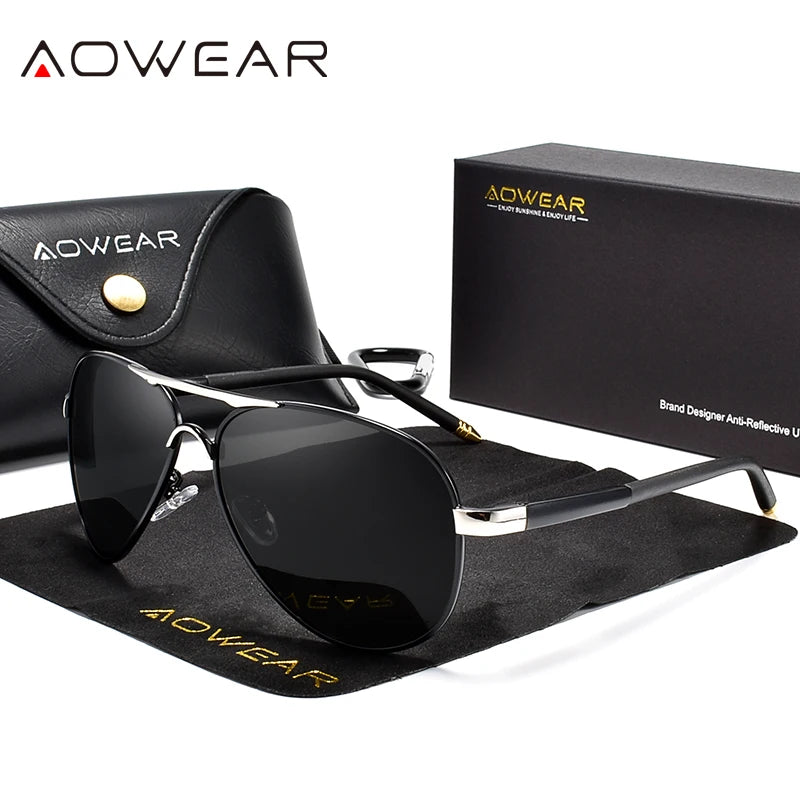 AOWEAR Men's Aviator Sunglasses Men Mirror Polarized Sunglasses for Men HD Driving Pilot Sunglasses Men's Sunglasses