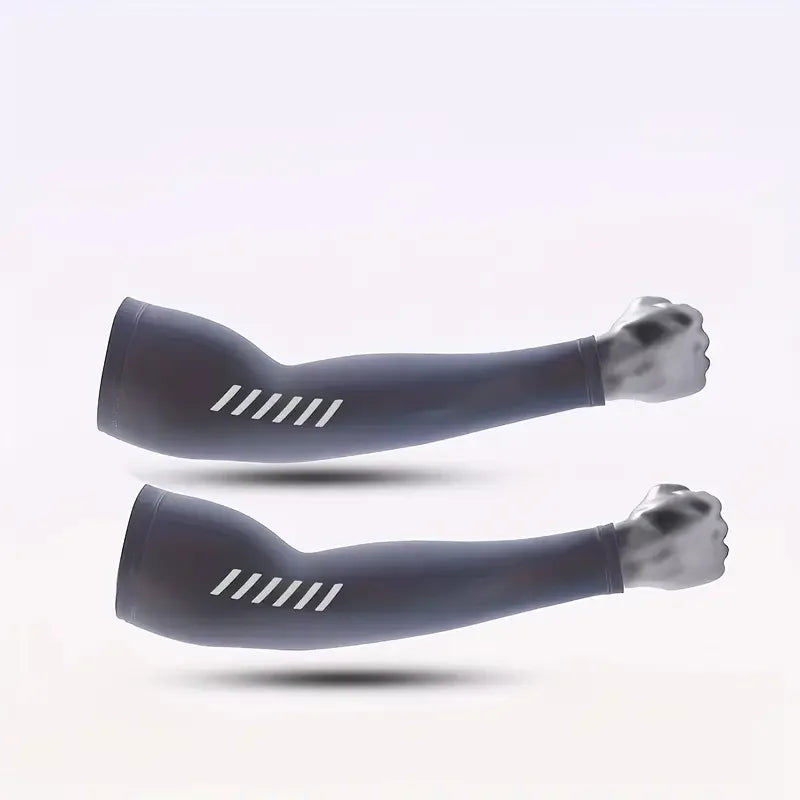 1 paire de manchons de sport légers et respirants pour hommes, tissu en soie glacée absorbant la sueur pour le cyclisme, la pêche, la course à pied et la randonnée