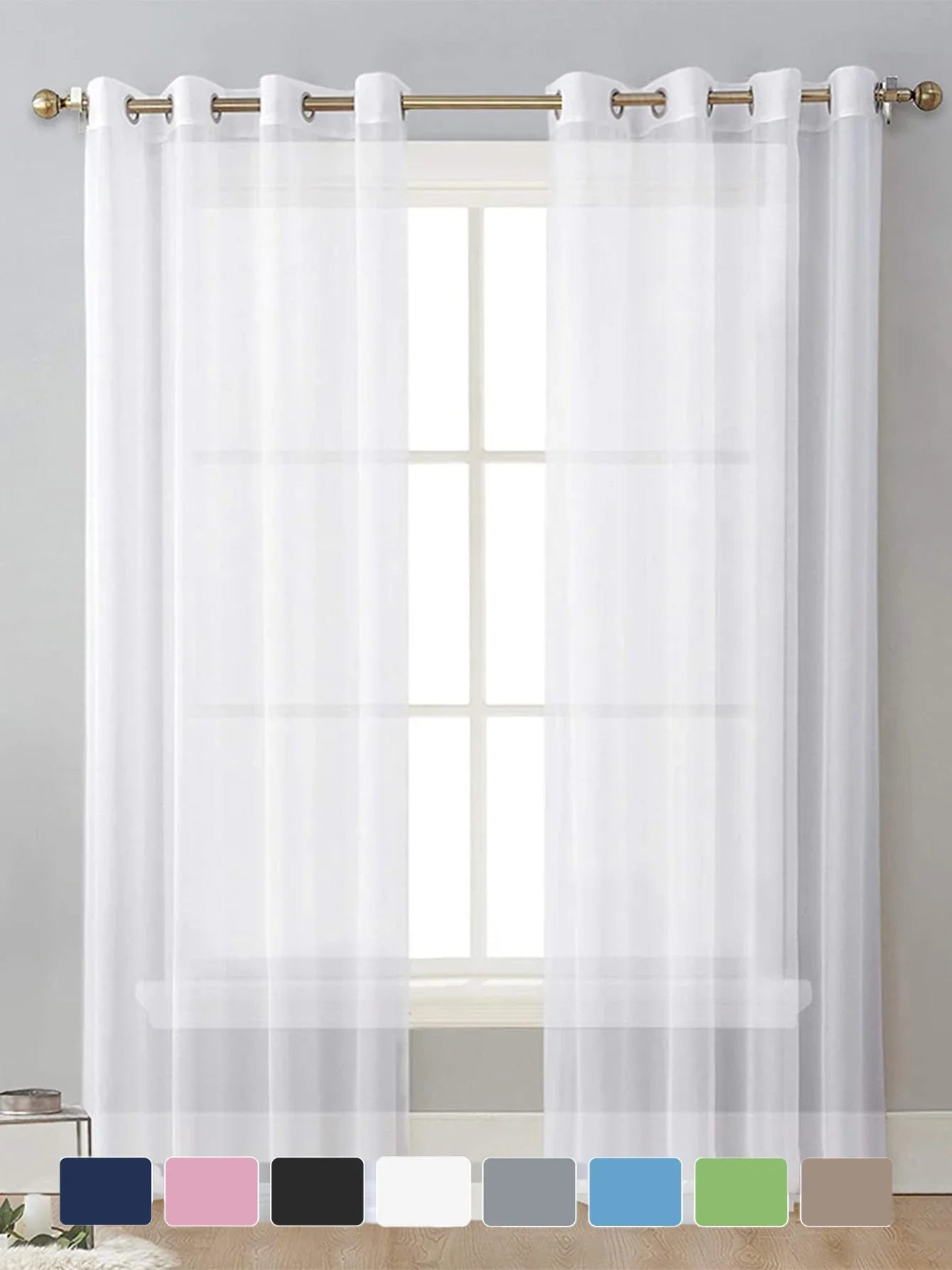 Rideau transparent moderne de couleur unie, rideaux de fenêtre pour salon, chambre à coucher, maison, haut à œillets pour écran de fenêtre français, 1 pièce