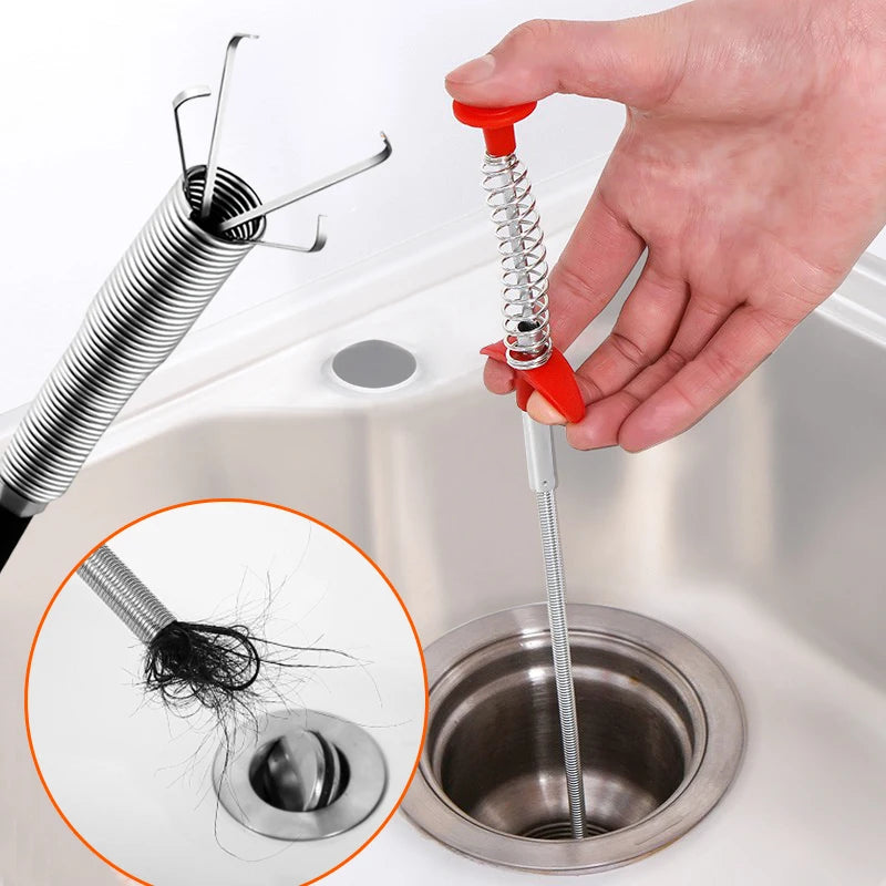 Outils de dragage de tuyaux à ressort de 60cm, serpent de vidange, bâtons de nettoyage de canalisations, dissolvant de bouchons, nettoyage ménager pour outil d'évier de cuisine