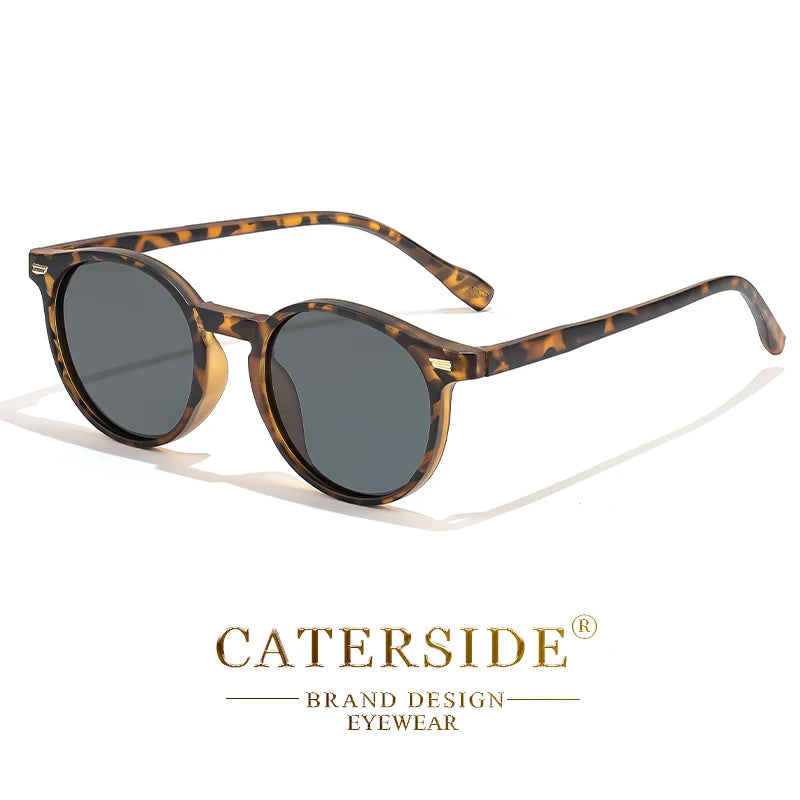 CATERSIDE Polarized Retro Round Sunglasses for Men and Women, TR90 / Acetate, Vintage Style, for Driving and Travel
