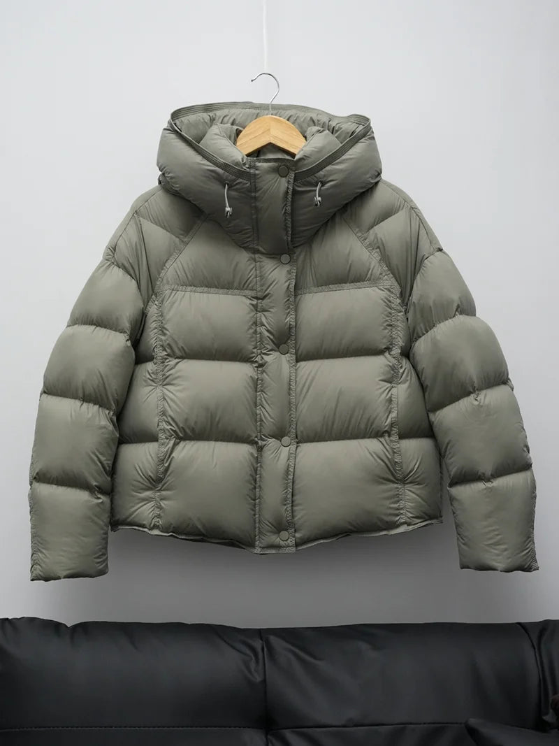 ZAROY Women's Winter Jacket Thicken Warm Hooded Cotton Parkas Korea Solid Versatile Casual Short Coat Snow Outwear