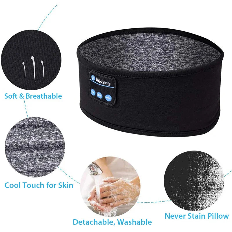 Wireless Bluetooth Headband Headphones, Music Headband, Sports Headband, Running Headband, Fitness Headband, Sweatband, Earphones, Soft Sleep Mask, Headset