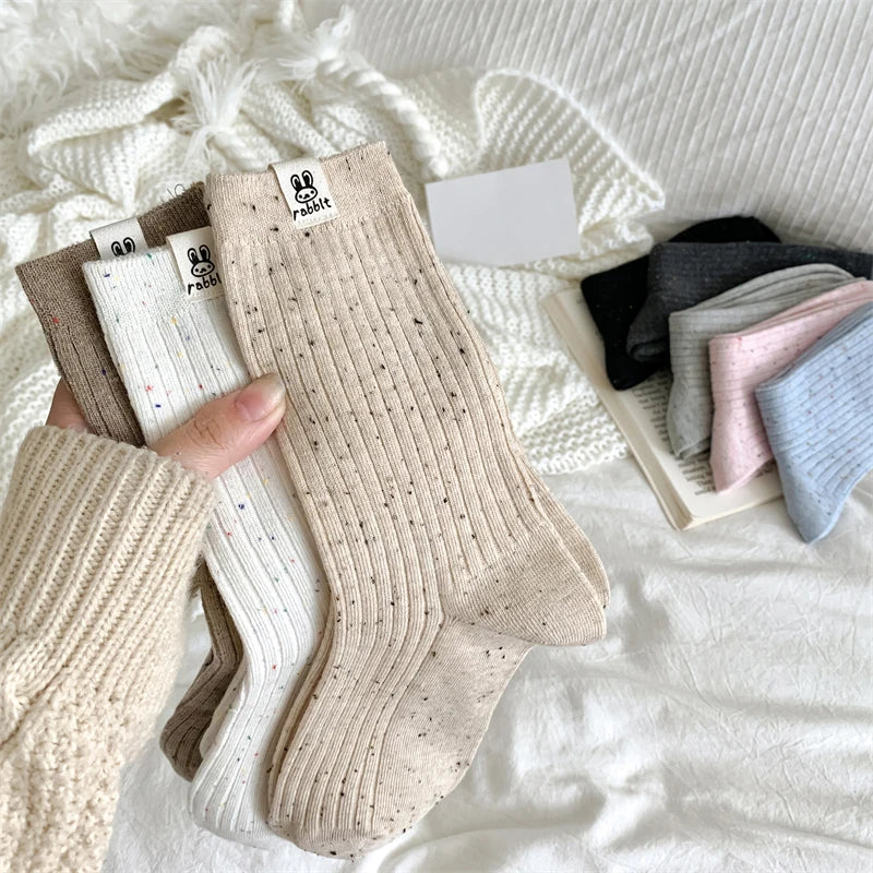 Chaussettes Carillon Respirantes Femme — Dessin Animé, Style Coréen, Décontractées, Douces