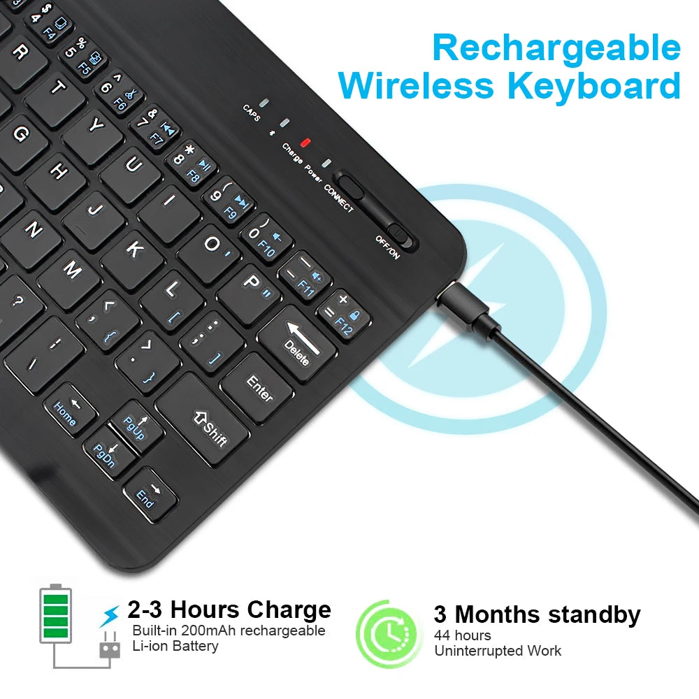 Teclado inalámbrico Bluetooth 5.1 Mini teclado de 200mAh teclado recargable teclado de juegos para portátil tableta Android iOS Windows