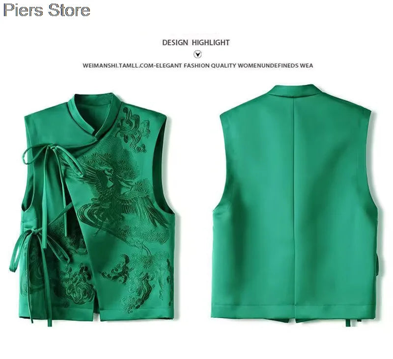 Débardeurs ethniques vintage pour femmes, chemisier Hanfu imprimé de style chinois, vêtements traditionnels chinois, costume Tang, chemise Gilet, nouveau