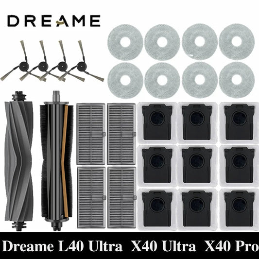 Dreame L40 Ultra / X40 Ultra Robot Vacuum Cleaner Accessories Dust Bags Mop Main Side Brushes Cloths HEPA Filters Spare Parts
