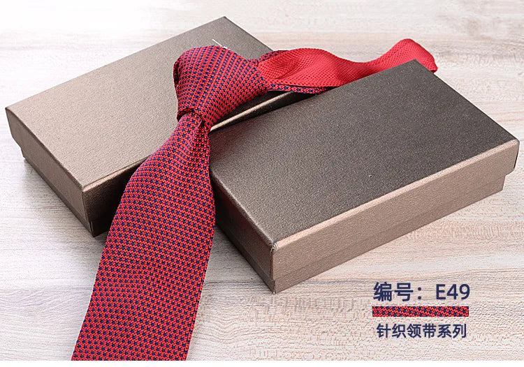 Men's Casual British Style Retro Striped Knitted Ties Formal Business Navy Red Brown Handmade Ties Tuxedo Neckties