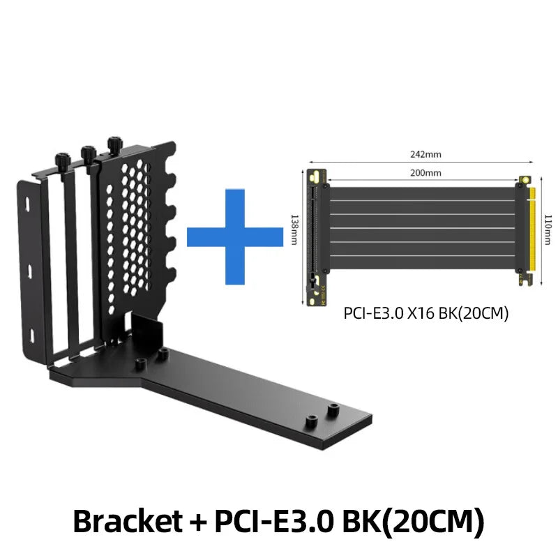 Teucer support de montage GPU Vertical support de carte graphique PC PCI-E 3.0/4.0x16 Anti-interférence Flexible 90 °   Câble d'extension