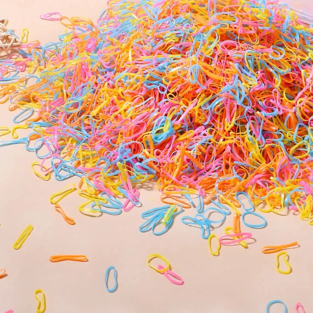 Attaches à cheveux colorées pour filles — porte-queue de cheval, enfants, accessoires, 500/1000/2000 pièces