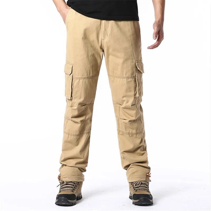 Salopette ample à grande poche pour hommes, pantalon tactique de Jogging pour Sports de plein air, taille élastique, pantalon de travail décontracté en pur coton