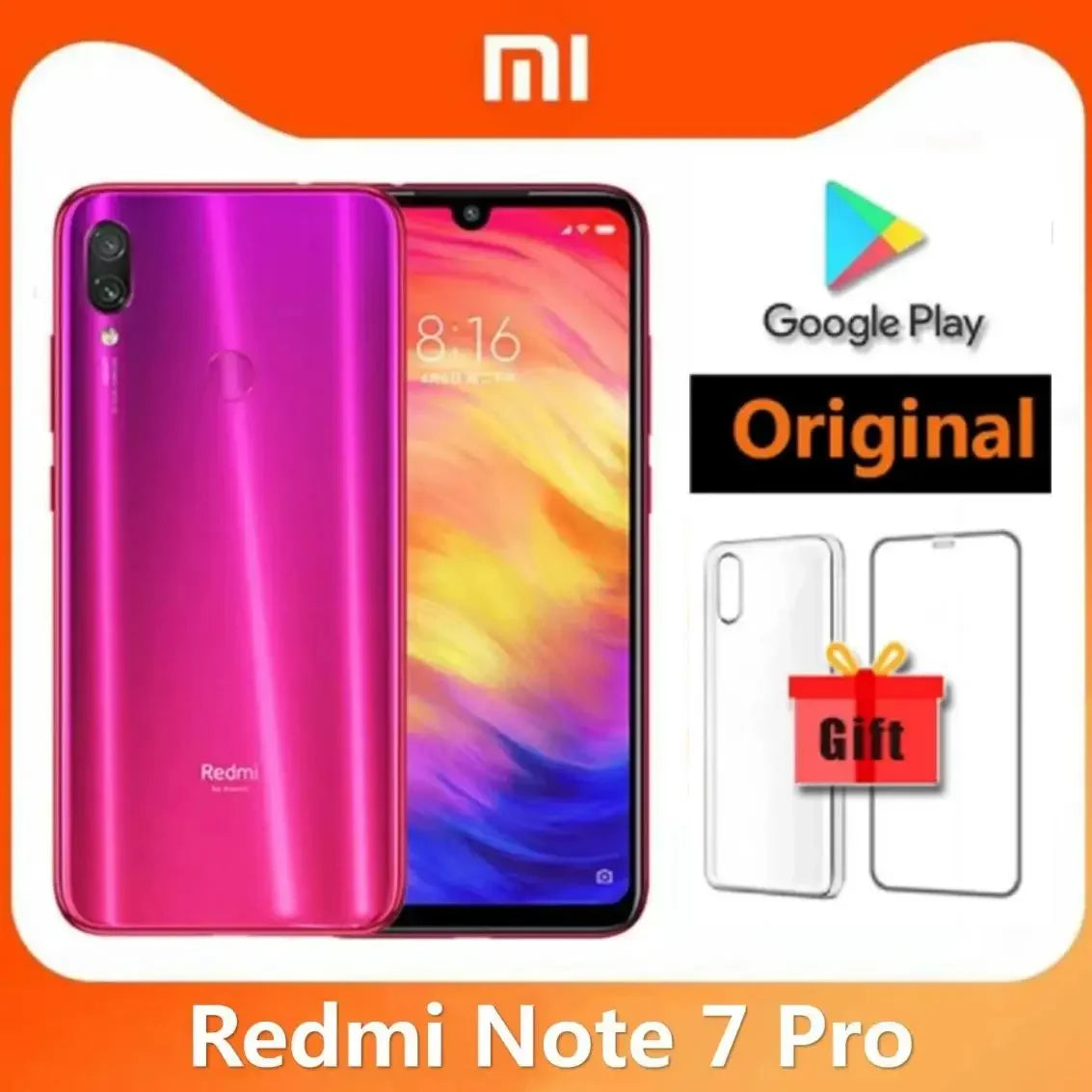 Xiaomi Redmi Note 7 PRO Smartphone d'origine 6GB 128GB Snapdragon 660AIE téléphone portable Android 48.0MP + 5.0MP caméra arrière téléphone portable