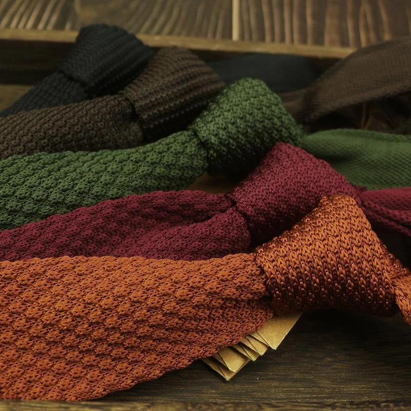 New Style Gradient Fashion Men's Solid Colored Knitted Tie Normal Slim Classic Woven Tie Narrow Ties