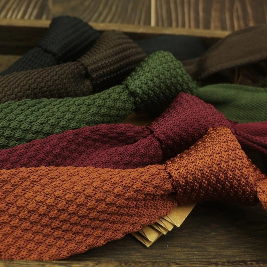 New Style Gradient Fashion Men's Solid Colored Knitted Tie Normal Slim Classic Woven Tie Narrow Ties