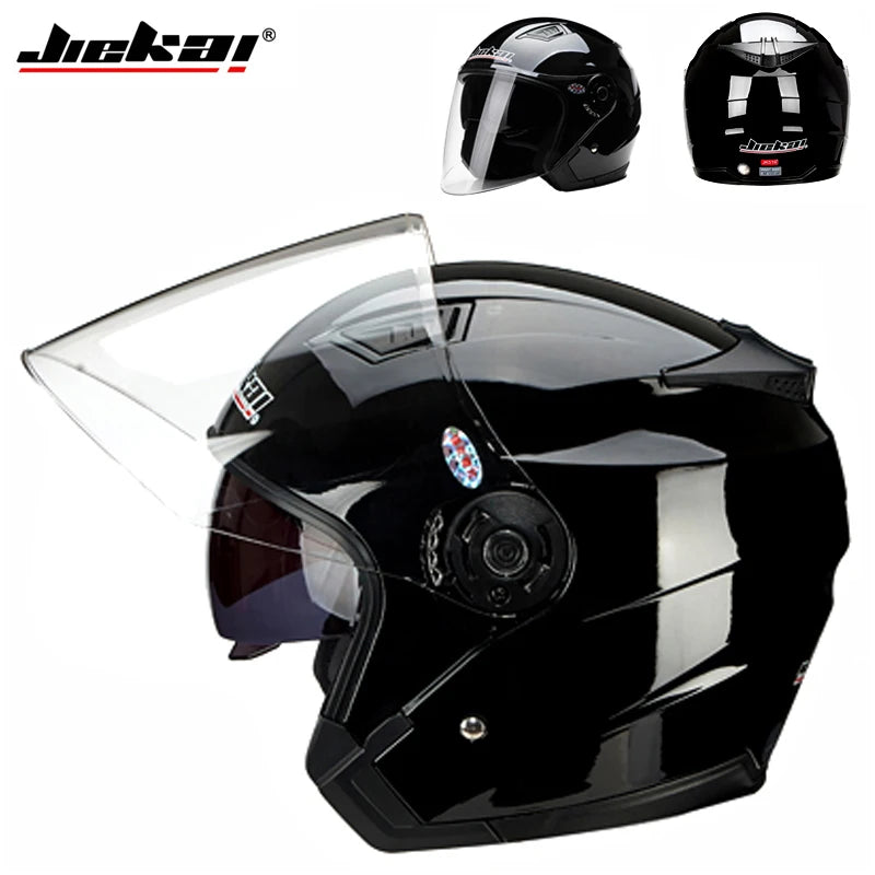 Casque Moto Scooter Double Lentille Vintage — Quatre Saisons Course Demi Casque