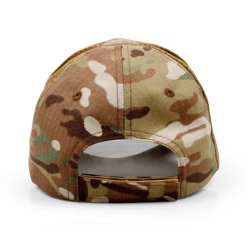 Men's and Women's Mesh Baseball Cap, Camouflage, Skull, Adjustable, Airsoft, Tactical Outdoor Hiking, New Summer Collection 2024