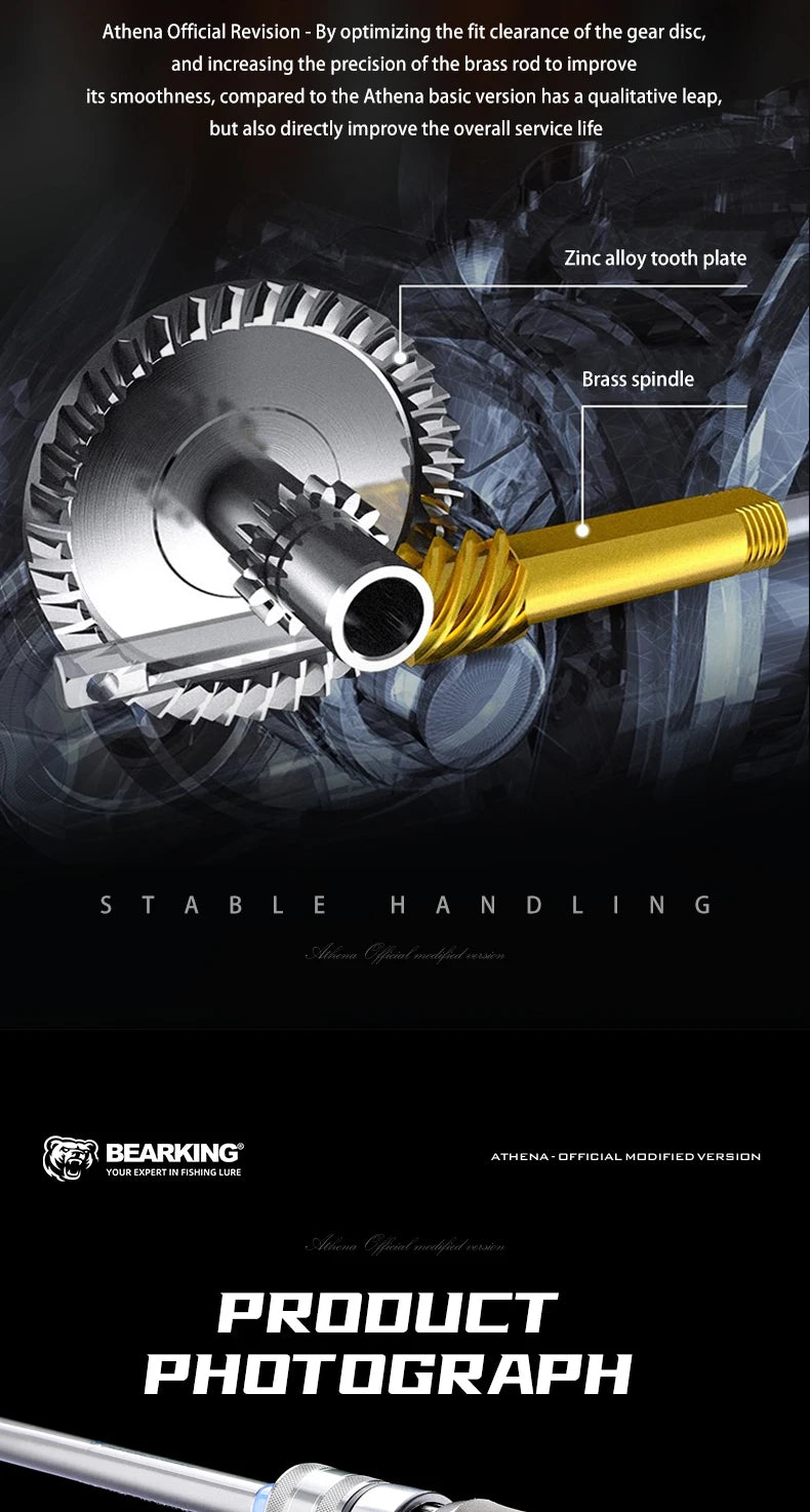 BEARKING RS Athena 5.2:1 roue rotative 6 + 1BB bouche inclinée tasse peu profonde Double bras oscillant tige d'équilibre roue rotative universelle