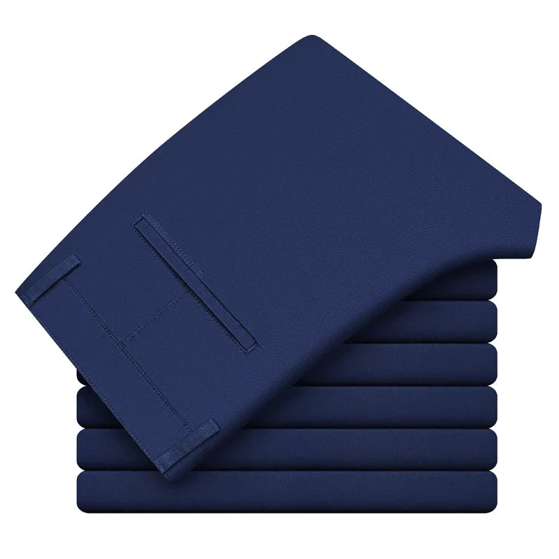 Pantalones casuales para hombre, 97% algodón, moda de otoño, cómodos, elásticos, ajustados, rectos, de negocios, negro, verde militar, caqui