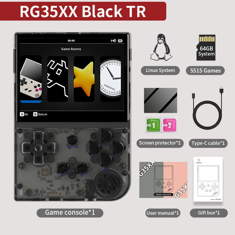 ANBERAlfred-Consola de juegos retro RG35XX Plus/RG35XX, pantalla IPS de 3.5", reproductor de videojuegos portátil Linux, compatible con salida HDMI-M de TVChancelor