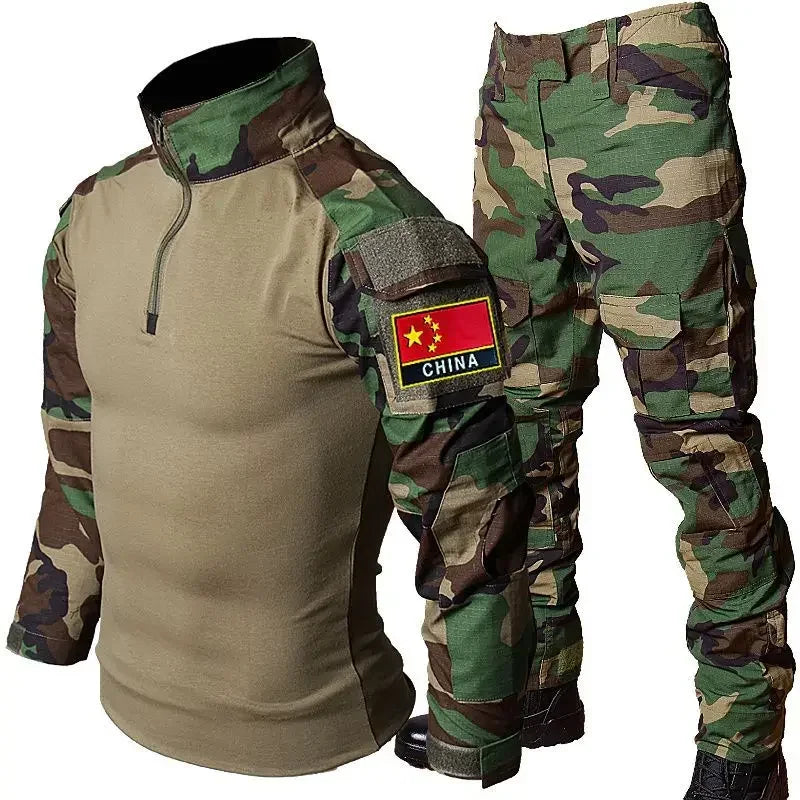 Tenues de sport tactiques d'extérieur, uniformes d'entraînement, ensembles de chasse camouflage, chemises et pantalons de randonnée pour hommes