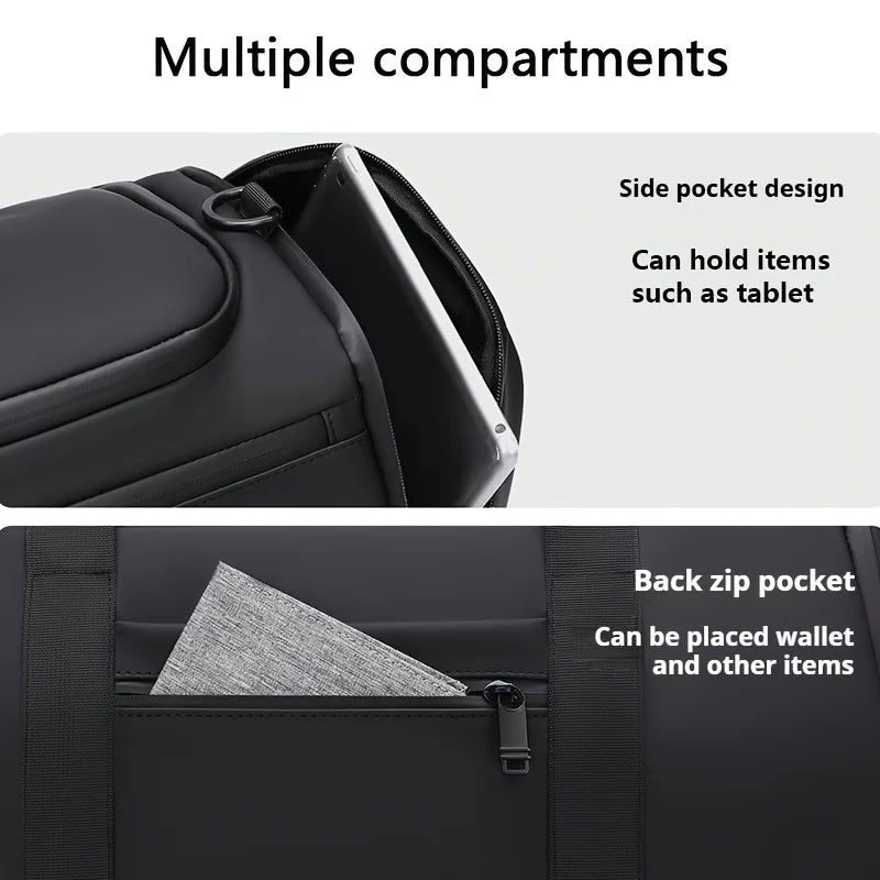 Sac de voyage de grande capacité pour hommes, sac de sport spacieux avec plusieurs compartiments, sac de week-end pour une nuit, sac de voyage