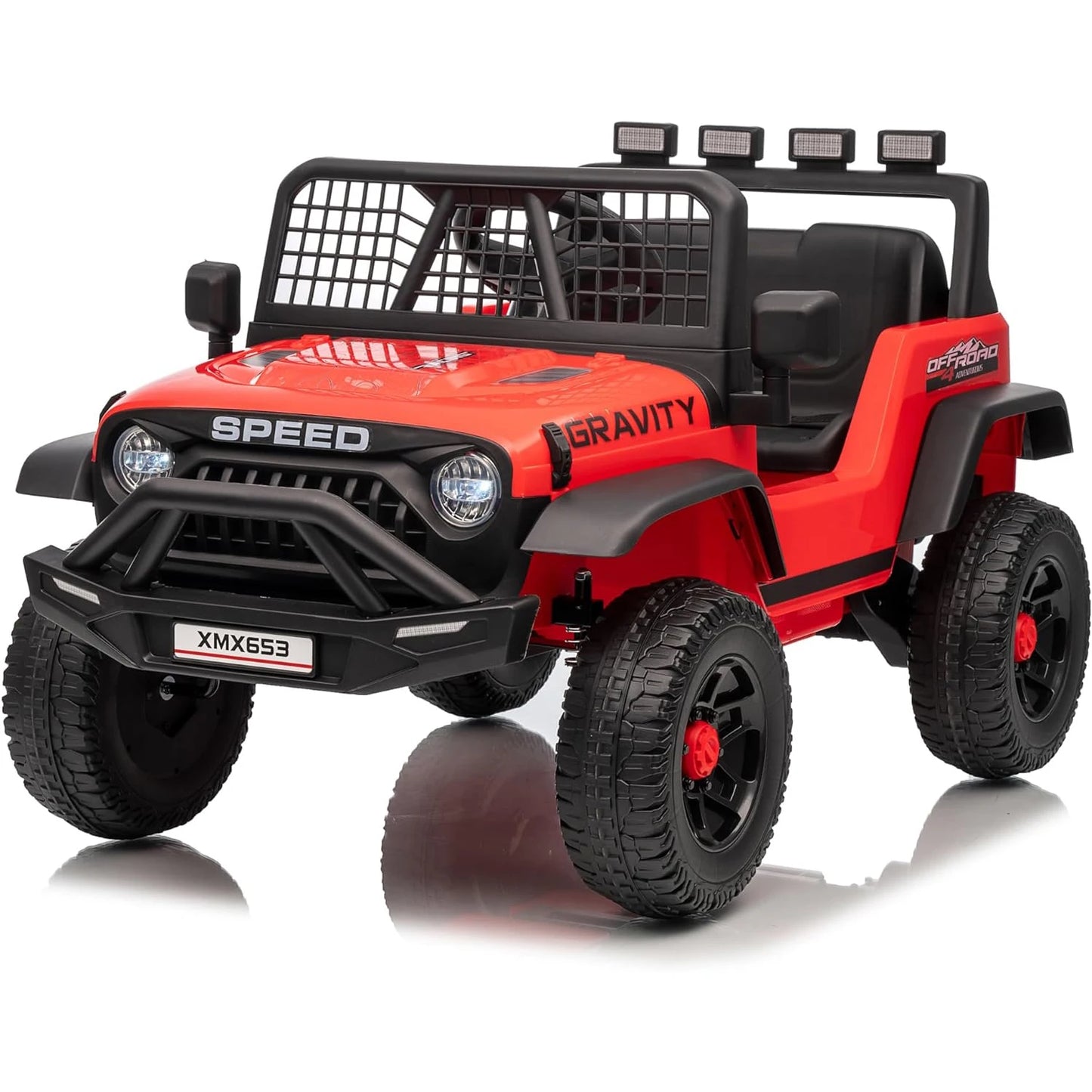 12V Kids Ride-On Truck with Remote Control, 3 Speeds, Emergency Brake, LED Lights, Music and Horn, Electric Car for Kids