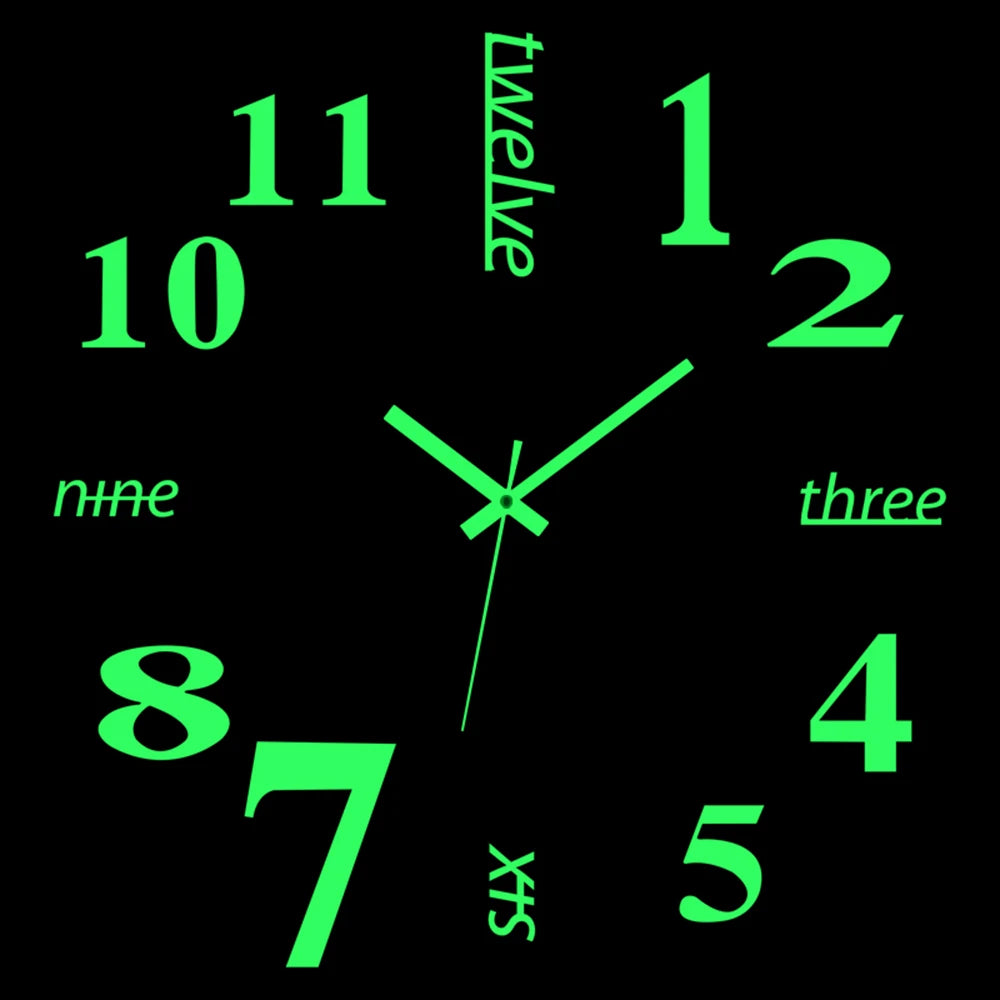 Reloj de pared, reloj de pared luminoso DIY, reloj de cuarzo, pegatinas de espejo acrílico, reloj de pared, decoración de pared, decoración cálida del hogar.