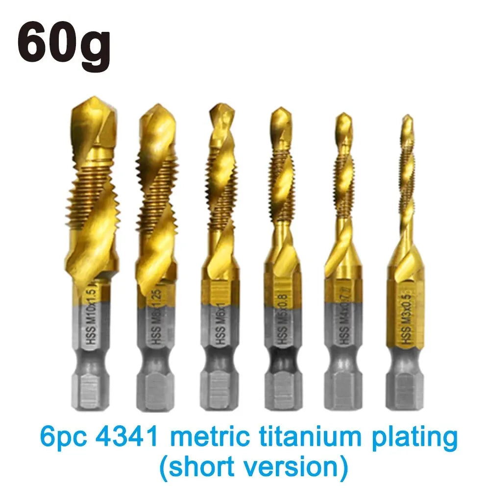 Ensemble d'outils de perçage et de chanfrein en acier à grande vitesse, machine intégrée, taraud composite, plaqué titane 4341, 6 pièces