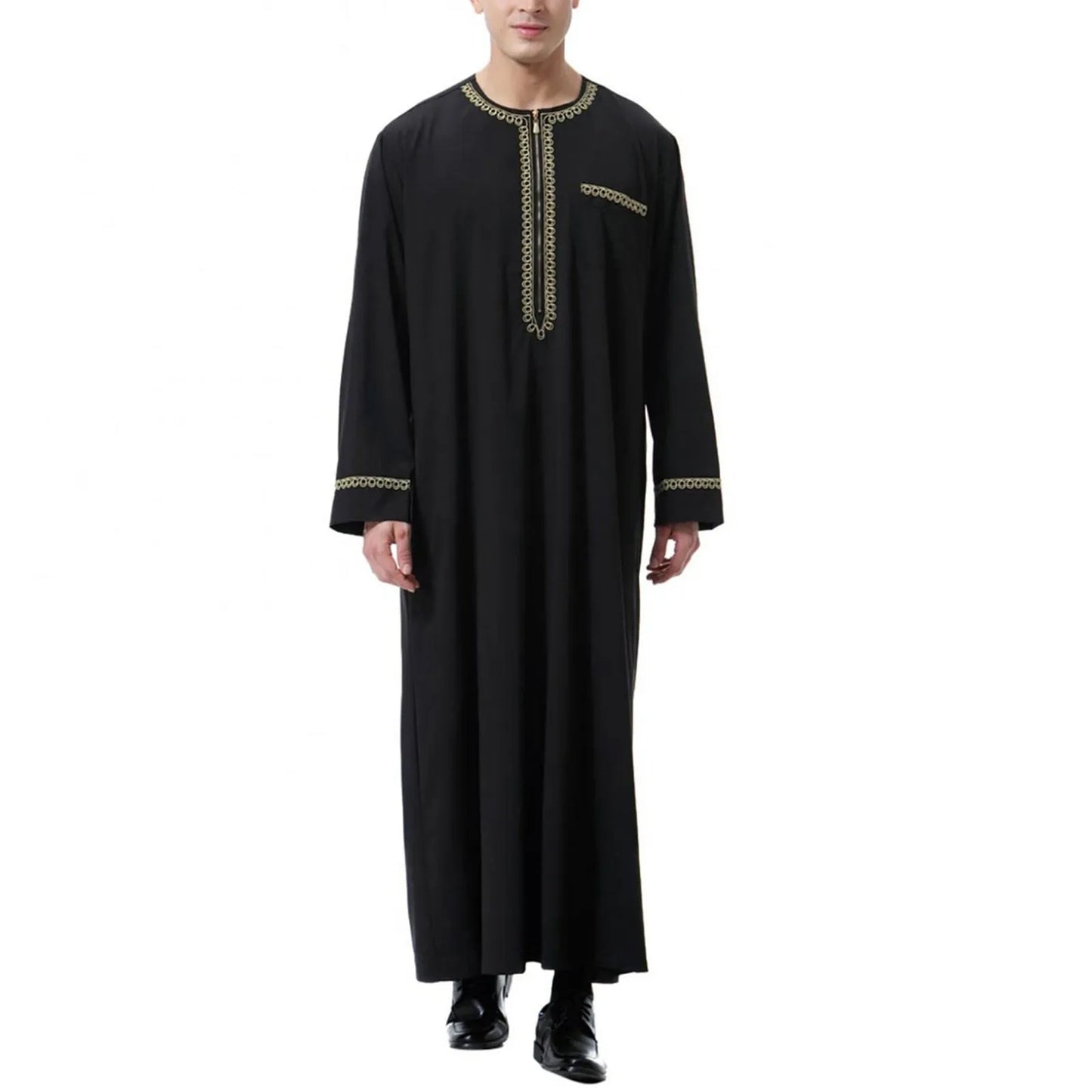 Vêtements musulmans traditionnels pour hommes, chemise musulmane, robe d'aviation, royauté islamique, robe de Dubaï, col rond, manches longues, rétro, adt Abaya