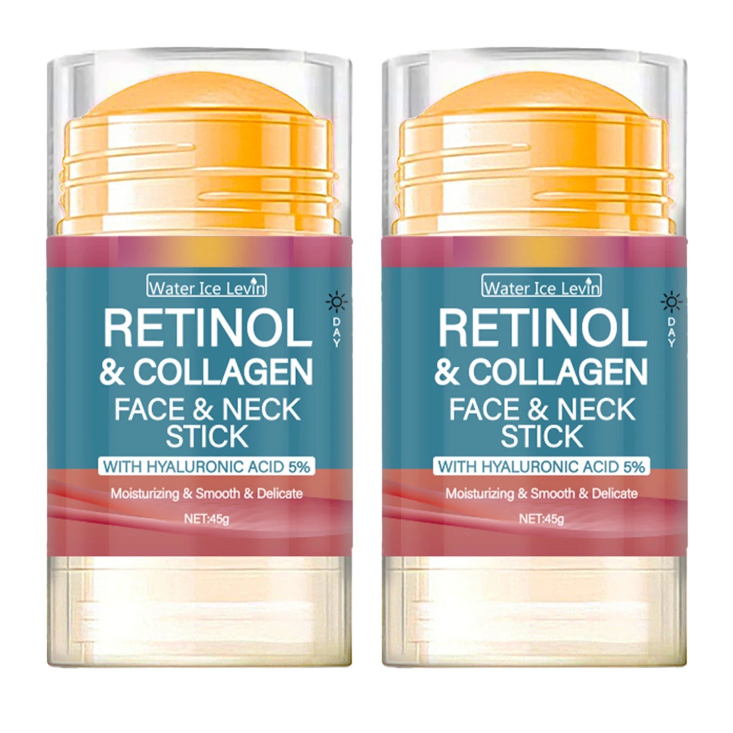 Retinol Collagen Facial & Neck Stick with 5% Hyaluronic Acid, Moisturizing & Firming, Moisture Locking, Day & Night Care, Portable Skincare