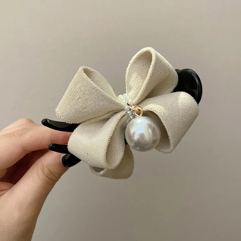 1 morceau d'arc, pince à perles, tempérament, pince requin, accessoire pour cheveux en tissu de Style doux coréen, Accessoires pour cheveux de fille
