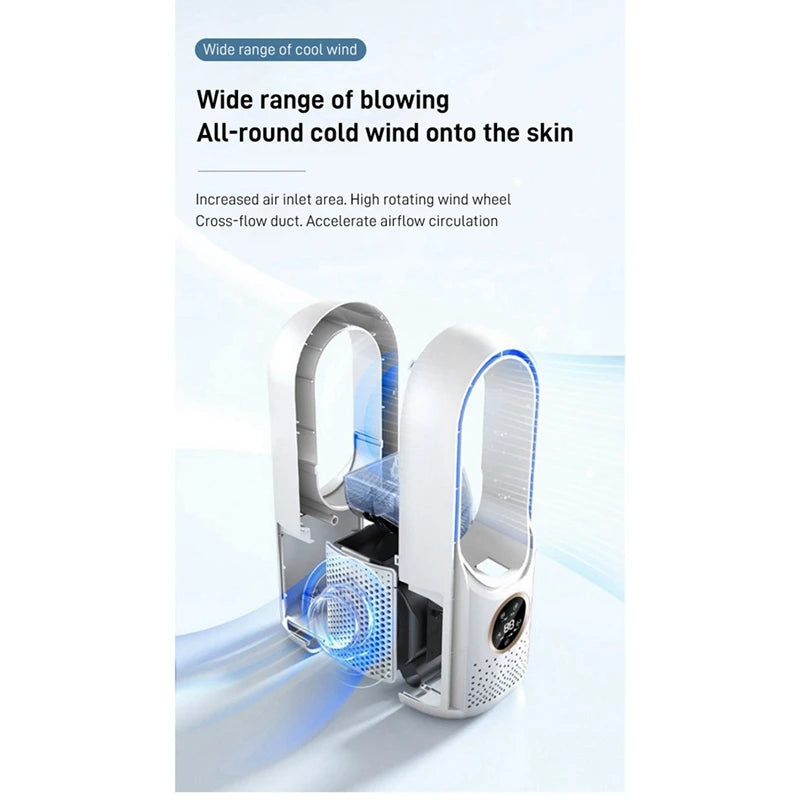 Enfriador de aire USB portátil sin aspas, ventilador eléctrico, 6 velocidades, temporizador silencioso, aire acondicionado, ventilador de enfriamiento, humidificador, ventilador acondicionador